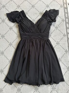 Pretty Maids Black Chiffon a A Line Ruffled Mini Dress